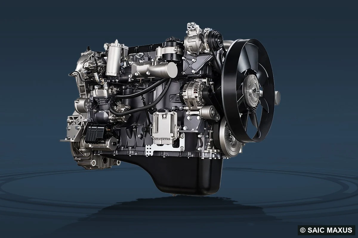The SAIC “Corso” C9 six-cylinder diesel: 326 hp and 1,033 lb-ft, mated to an Allison 3200P.